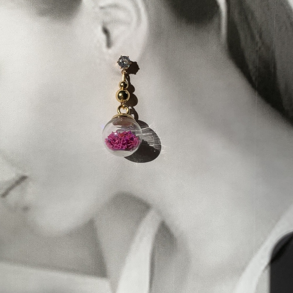 Hand Crafted Purple Drop Glass Ball Dangling Earrings - Picture 1 of 10